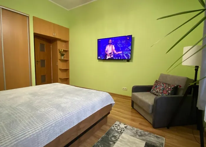 Lublinbnb - Exclusive Family Apartment ------ In The Heart Of Lublin -------------------------------- Bedroom & Living Room & Kitchen